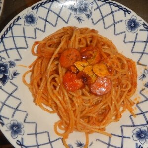 トマト缶を使ったナポリタンスパゲティ